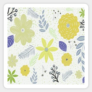 Blue & Yellow Floral Design Flower Lover Gifts Sticker